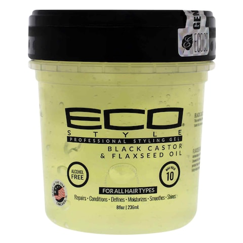 Eco Professional Black Castor And Flaxseed Oil Hair Styling Gel 236ml